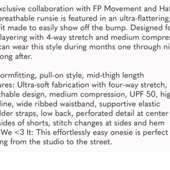 FP Movement X HATCH Maternity Good Karma Runsie Free People NWT $108 - Picture 5 of 11